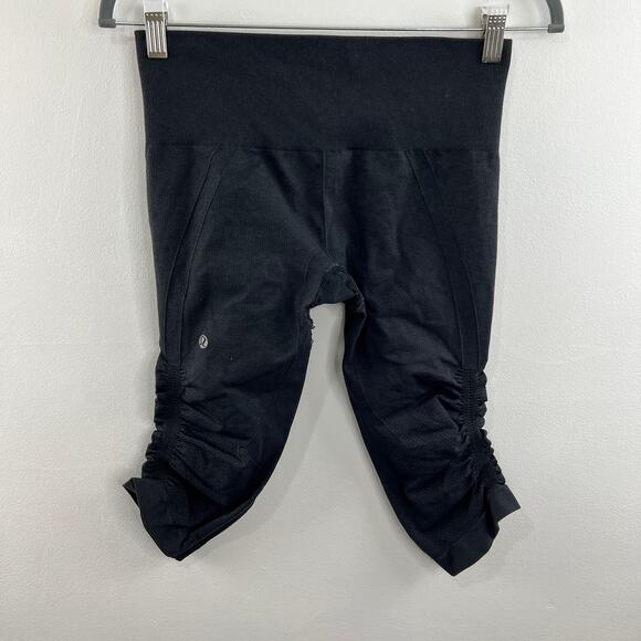 Lululemon In the Flow Crop Capri Leggings Seamless Black Deep Heather Coal 6 - Picture 4 of 6